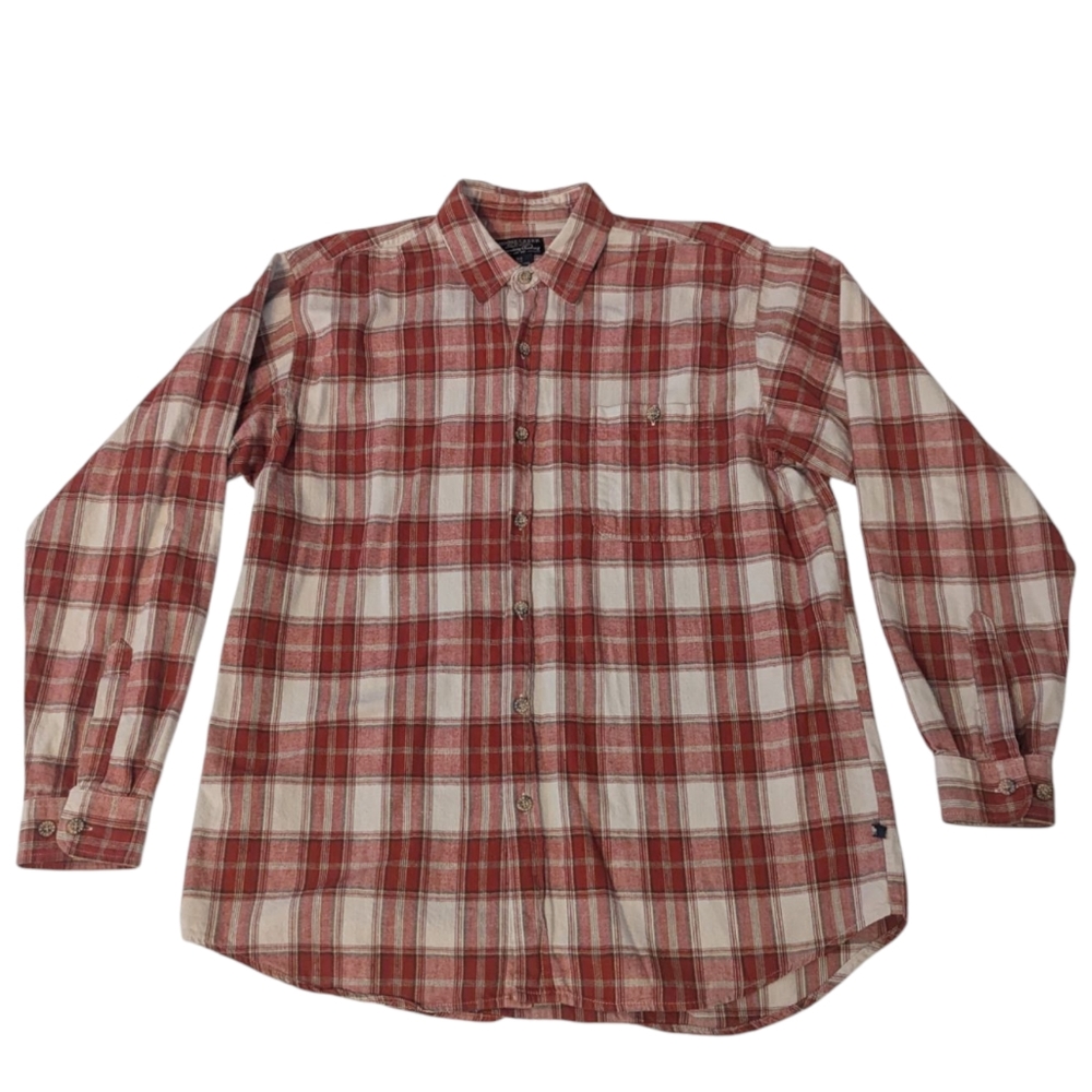 Moose Creek Burnt Orange Plaid Flannel Long Sleeve Shirt. Men's XLT